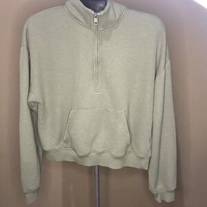 American Eagle AE Olive Green Quarter Zip Pullover Sweatshirt Womens Large L